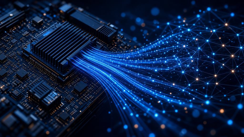 AI accelerator hardware with data flowing into a vector embedding network