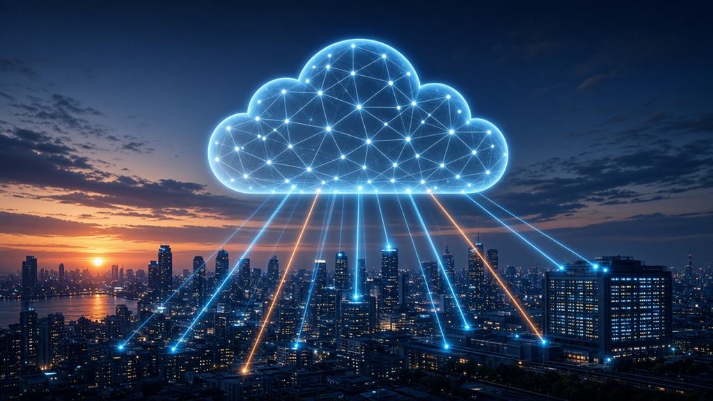 Hybrid cloud architecture connecting on-premises databases with cloud platforms