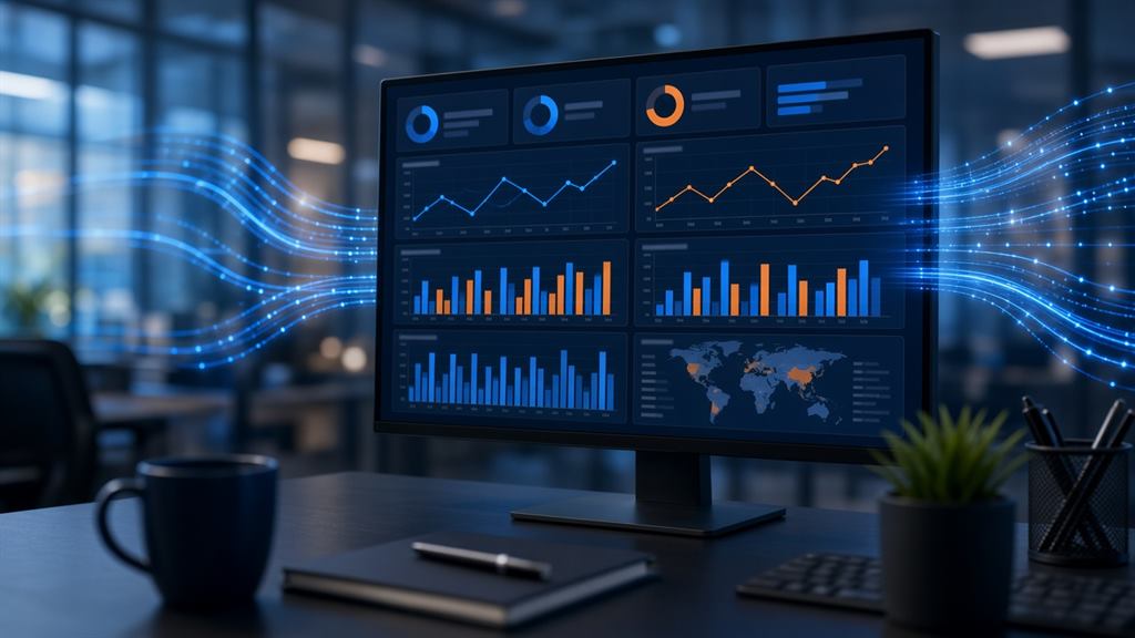Data pipelines flowing from source systems into analytics dashboards